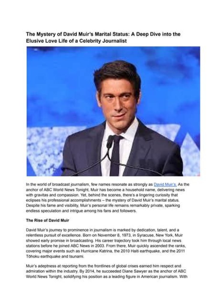 David Muir Personal Life: A Deep Dive into the Life of an Iconic News Anchor