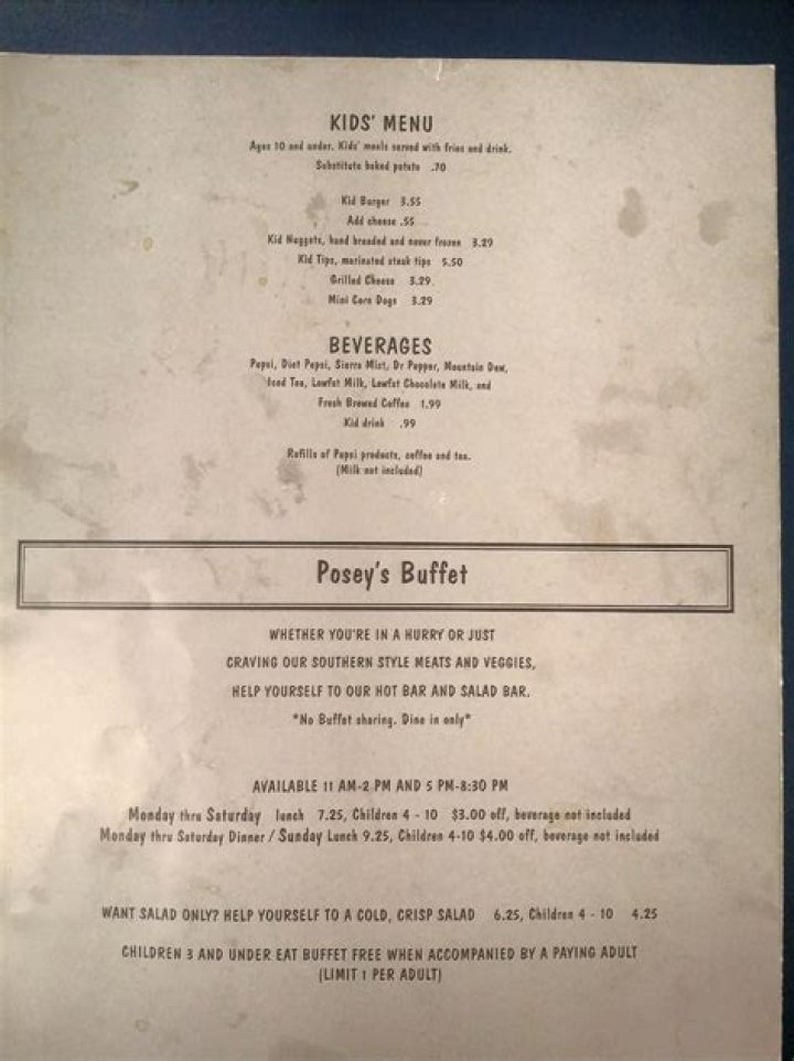 Explore the Delights of Posey's Restaurant Menu